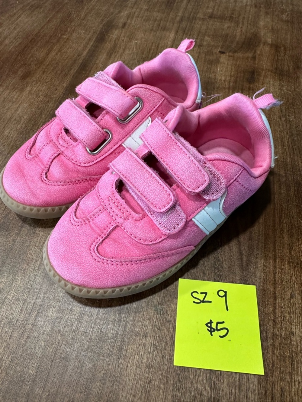 Kids Pink Velcro Athletic Sneakers